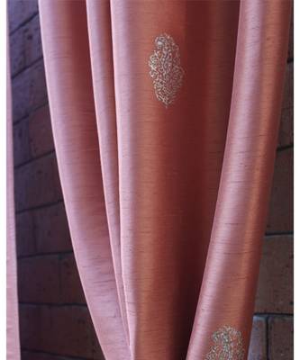 Block print hand embroidery with tikkis Rust Curtain 3