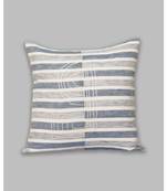 Zeba Patchwork With Embroidery Blue White Cushion Cover