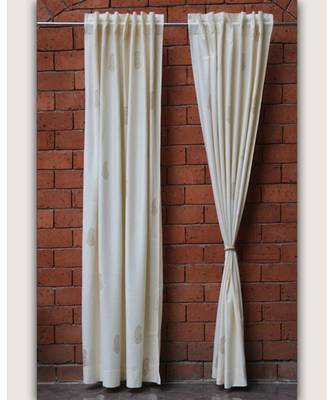 Block printed gold khadi print Off White  Curtain 1