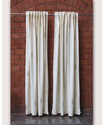 Block printed gold khadi print Off White  Curtain 2
