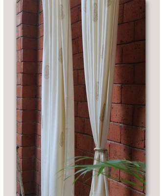 Block printed gold khadi print Off White  Curtain 3