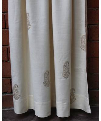 Block printed gold khadi print Off White  Curtain 4