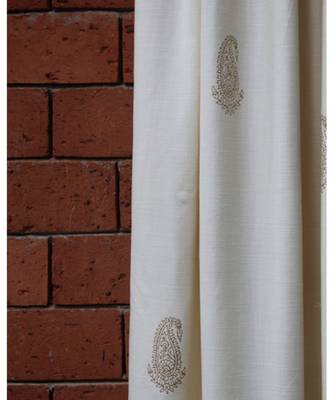Block printed gold khadi print Off White  Curtain 5