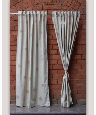 Block printed antique copper khadi print Cream Curtain 1