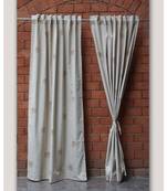 Block printed antique copper khadi print Cream Curtain