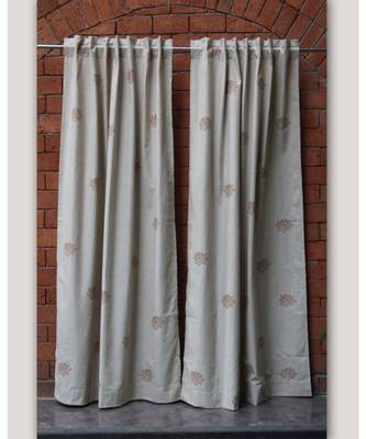 Block printed antique copper khadi print Cream Curtain 2