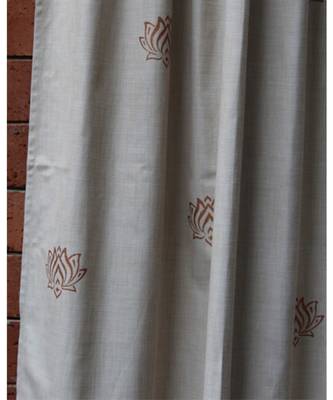 Block printed antique copper khadi print Cream Curtain 3