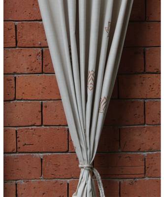 Block printed antique copper khadi print Cream Curtain 5