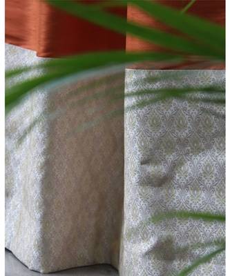 Block silver printed with hand embroidery light Blue Curtain 3