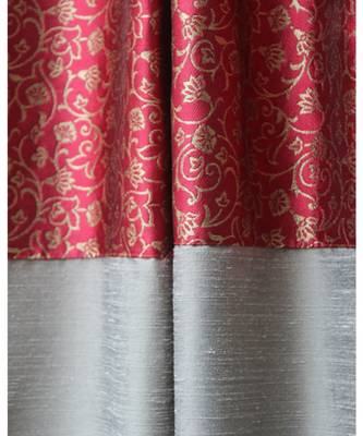 Brocade patchwork Deep Red Grey curtain 3