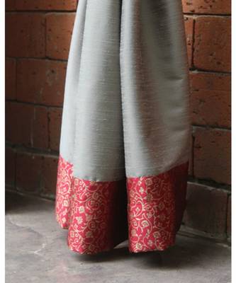 Brocade patchwork Deep Red Grey curtain 5