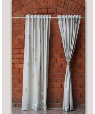 Block printed antique copper khadi print Light Green Curtain 1
