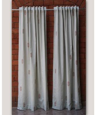 Block printed antique copper khadi print Light Green Curtain 2