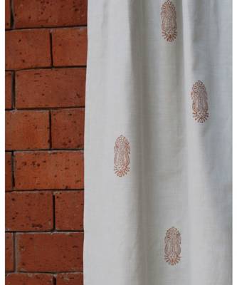 Block printed antique copper khadi print Light Green Curtain 3