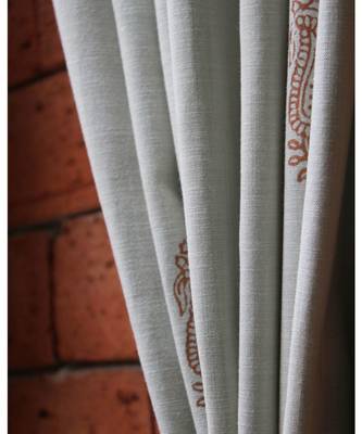 Block printed antique copper khadi print Light Green Curtain 4