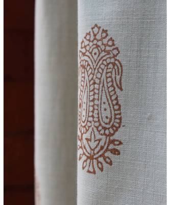 Block printed antique copper khadi print Light Green Curtain 5