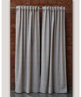 Block printed antique silver khadi print Grey Curtain 2