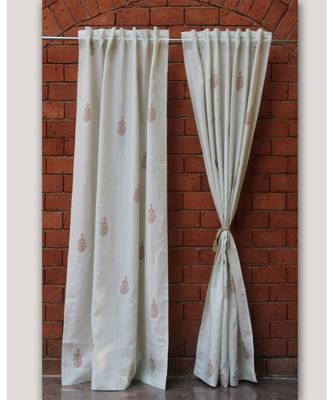 Block printed antique copper khadi print Light Green Curtain 1
