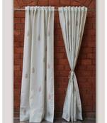 Block printed antique copper khadi print Light Green Curtain