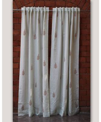 Block printed antique copper khadi print Light Green Curtain 2