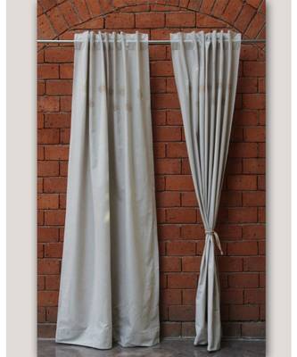Block printed antique gold khadi print Beige Curtain 1