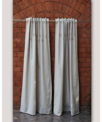 Block printed antique gold khadi print Beige Curtain 2