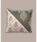 Zeba Patchwork With Embroidered Green Cushion Cover