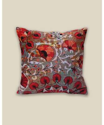 Zeba Digital print velvet Off White Green cushion cover 1