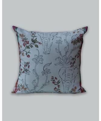 Zeba Digital print With Hand embroidered Light Green Cushion cover 1