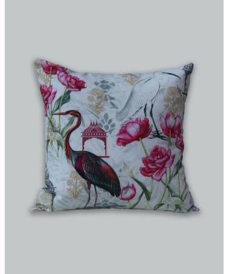 Zeba Digital print With Hand embroidered Off White Cushion cover 1
