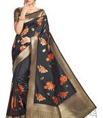 Black Woven Silk Blend Saree With Blouse