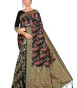 Black Woven Silk Blend Saree With Blouse