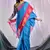 Sky blue woven dupion silk saree with blouse