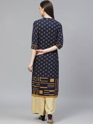 Navy-blue printed liva ethnic-kurtis 2