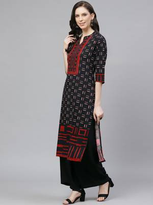 Black printed liva ethnic-kurtis 3