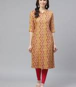 Beige printed liva ethnic-kurtis