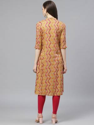 Beige printed liva ethnic-kurtis 2