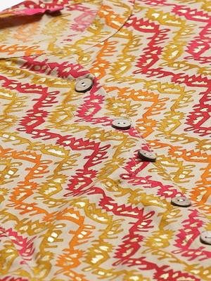 Beige printed liva ethnic-kurtis 4