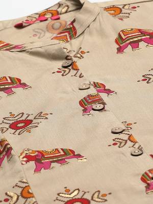 Beige printed liva ethnic-kurtis 4
