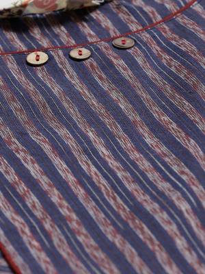 Navy-blue printed cotton long-kurtis 4