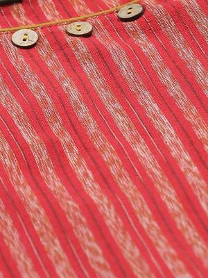 Red printed cotton long-kurtis 4