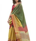 Green printed cotton saree with blouse