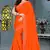 Orange plain silk saree with blouse