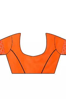Orange plain silk saree with blouse