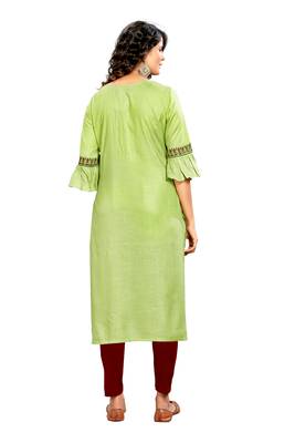 Olive printed rayon ethnic-kurtis 2