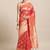 Peach woven silk blend saree with blouse