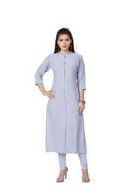 women Grey Viscose rayon quarter Sleeves Kurti 1