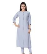 women Grey Viscose rayon quarter Sleeves Kurti