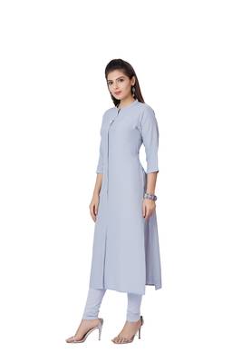 women Grey Viscose rayon quarter Sleeves Kurti 3