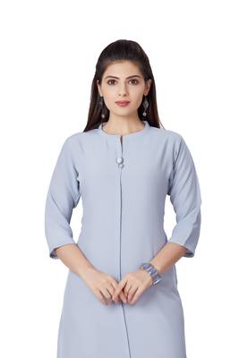 women Grey Viscose rayon quarter Sleeves Kurti 5